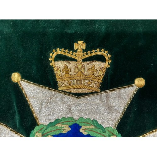 2299 - Pair of bullion wire embroideries one for Sherwood Foresters Notts & Derbys Regiment 45 -95. Green v... 