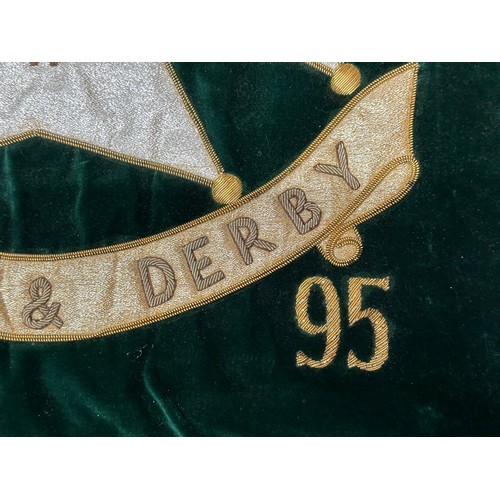 2299 - Pair of bullion wire embroideries one for Sherwood Foresters Notts & Derbys Regiment 45 -95. Green v... 