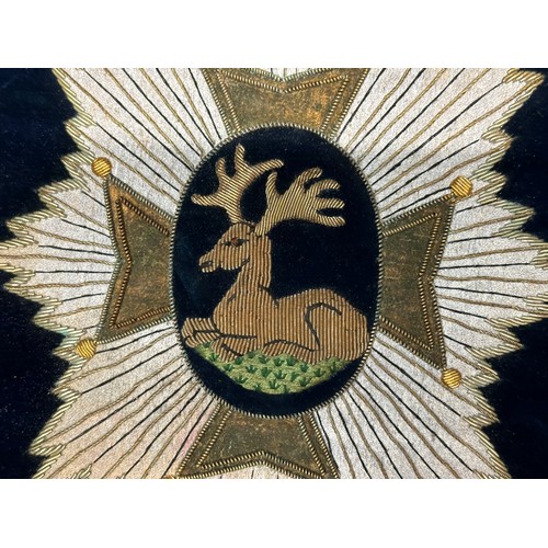 2299 - Pair of bullion wire embroideries one for Sherwood Foresters Notts & Derbys Regiment 45 -95. Green v... 