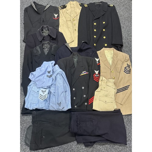 2308 - Post War US Navy Uniforms to include: Officers Tropical Jacket, Petty Officers Tropical Jacket, Offi... 