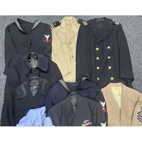 2308 - Post War US Navy Uniforms to include: Officers Tropical Jacket, Petty Officers Tropical Jacket, Offi... 