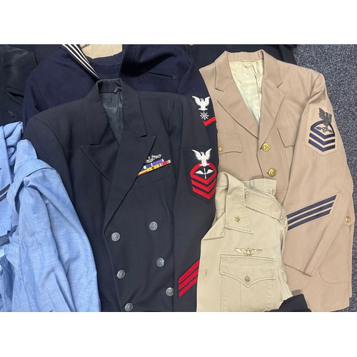 2308 - Post War US Navy Uniforms to include: Officers Tropical Jacket, Petty Officers Tropical Jacket, Offi... 