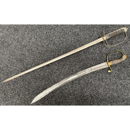 2310 - Victorian Police Hanger sword with curved single edged blade 600mm in length. No markings. Brass gua... 