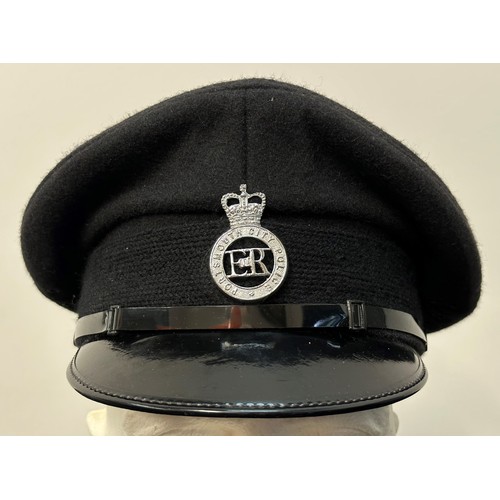 2311 - Police Constables Portsmouth City Police Cap with Queens Crown Cap badge.  Size marked 58 / 7 1/8th.... 