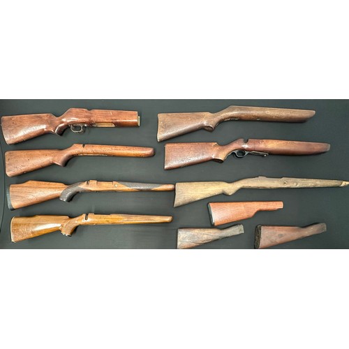 2322 - Seven Rifle stocks, including Mauser and one BSA Air Rifle stock. Plus three rifle butts, two of whi... 