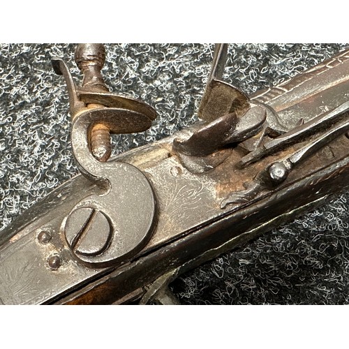 2325 - Flintlock pistol with 220mm long barrel. Bore approx. 17mm. Action not working. Overall length 380mm... 