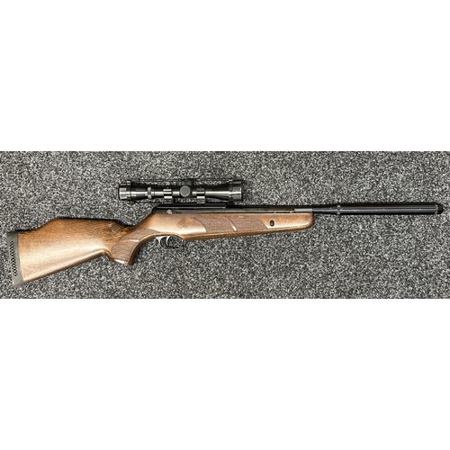 2327 - BSA .22 cal Air Rifle Serial no. S-828125-09. Working order. Fitted with a Moderator and a BSA .22 S... 