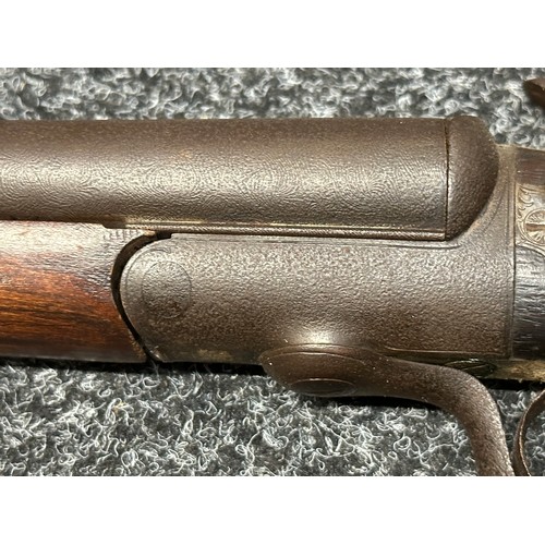 2328 - English Pinfire Double Barrel Shotgun with 759mm long Damascus barrels. 13 Bore. No makers mark or s... 