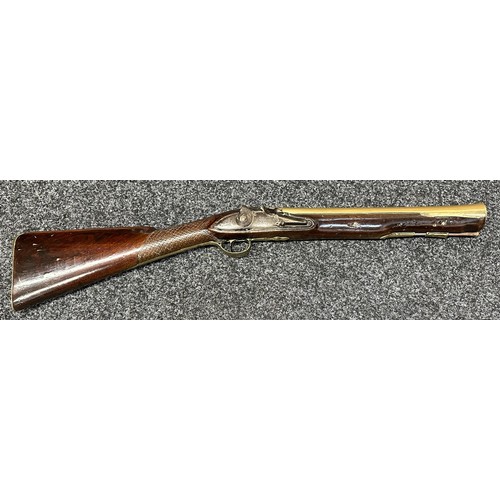 2329 - Flintlock Blunderbuss with brass barrel 345mm in length. Lock marked 