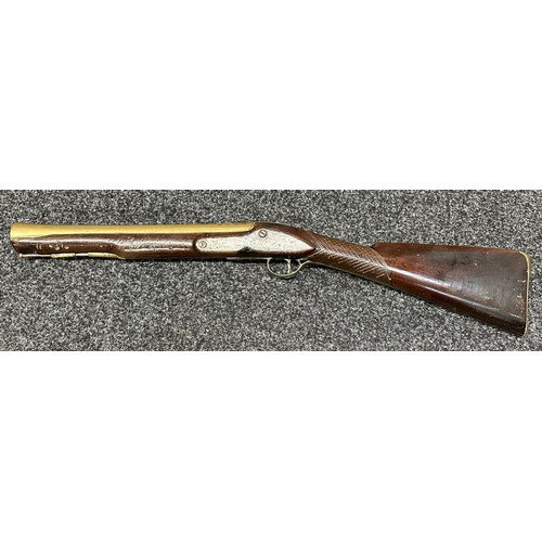 2329 - Flintlock Blunderbuss with brass barrel 345mm in length. Lock marked 