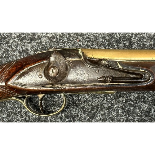 2329 - Flintlock Blunderbuss with brass barrel 345mm in length. Lock marked 