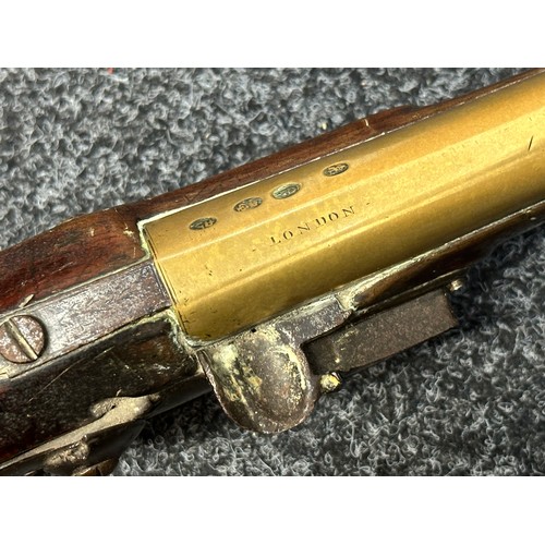 2329 - Flintlock Blunderbuss with brass barrel 345mm in length. Lock marked 