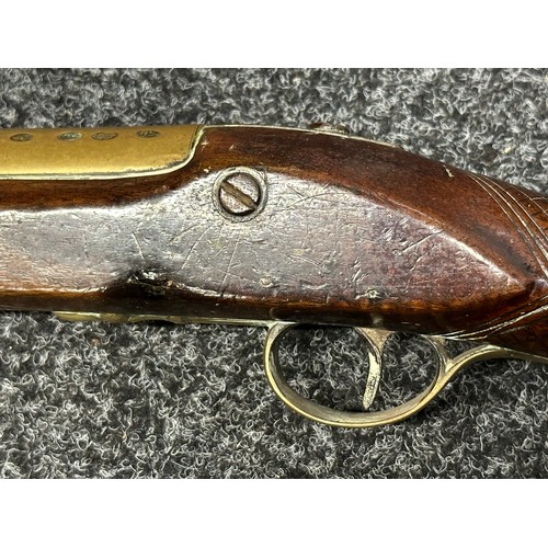 2329 - Flintlock Blunderbuss with brass barrel 345mm in length. Lock marked 