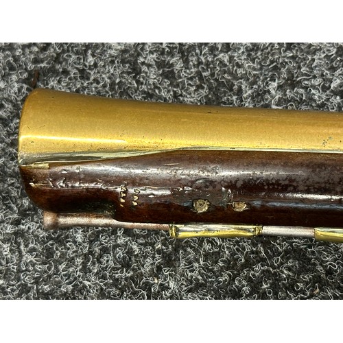 2329 - Flintlock Blunderbuss with brass barrel 345mm in length. Lock marked 