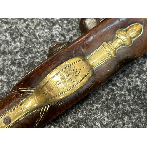 2329 - Flintlock Blunderbuss with brass barrel 345mm in length. Lock marked 