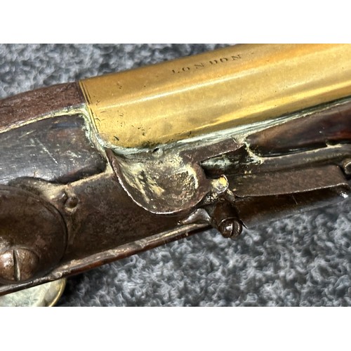 2329 - Flintlock Blunderbuss with brass barrel 345mm in length. Lock marked 