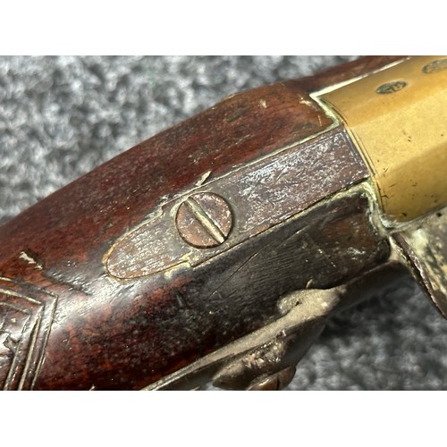 2329 - Flintlock Blunderbuss with brass barrel 345mm in length. Lock marked 