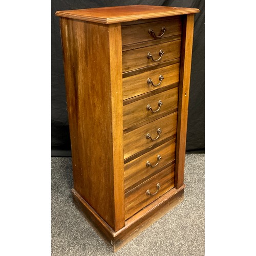 64 - An Edwardian mahogany Wellington chest, seven graduated short drawers, 106cm high x 51.5cm wide x 38... 