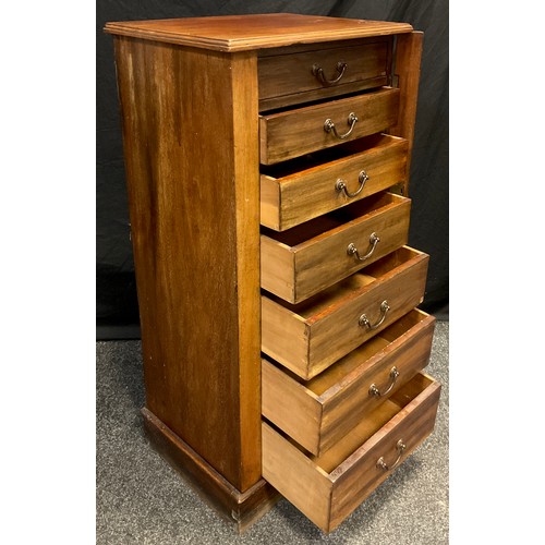 64 - An Edwardian mahogany Wellington chest, seven graduated short drawers, 106cm high x 51.5cm wide x 38... 