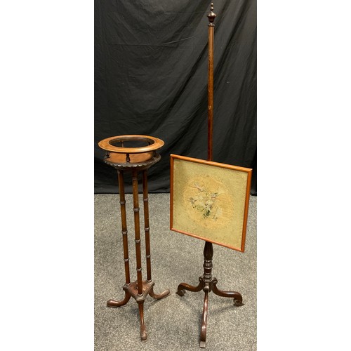 95 - A 19th century mahogany jardiniere stand, tripod pedestal base, 83cm high x 24.5cm diameter;  a 19th... 