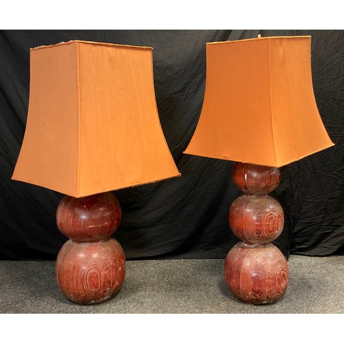 103 - An impressive, mid-century, Canadian Triple gourd shaped floor-standing lamp, turned Canadian Redwoo... 