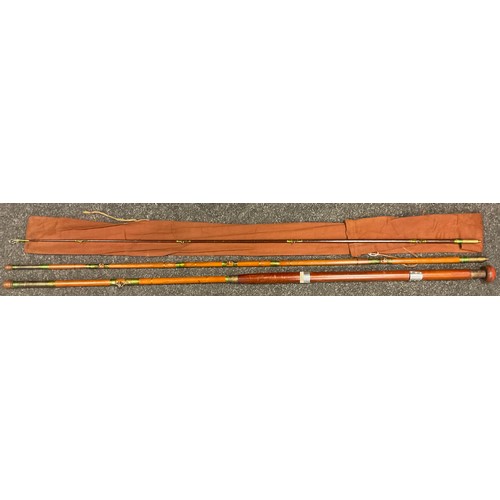 100 - A Hardy The Hollingworth three piece Fishing rod, no 85G8, approx 340cm long, canvas case