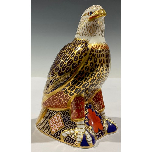 58 - A Royal Crown Derby paperweight, Bald Eagle, silver stopper, boxed