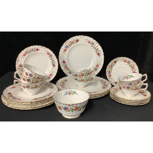 96 - A Royal Crown Derby Chatsworth pattern part dinner and tea service, qty