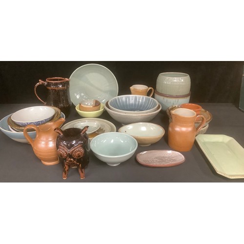 156 - Studio Pottery - bowls, dishes, jugs, etc, some monogrammed, qty