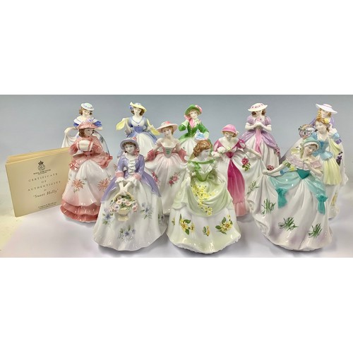 184 - A set of twelve Royal Worcester Sweet Posy figures, by David Lyttel, including Sweet Daffodil, Sweet... 