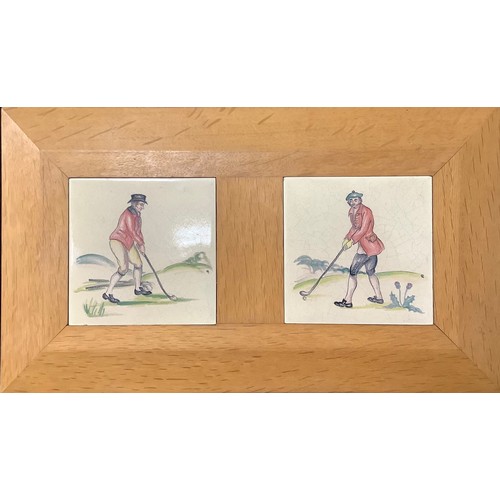 192 - Architectural Salvage, Sporting Interest - two Packard & Ord Golfing tiles, framed