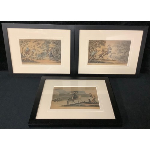 197 - Thomas Rowlandson (1756 - 1827), by and after, Dr Syntax, three hand tinted engravings, 12.5cm x 19c... 