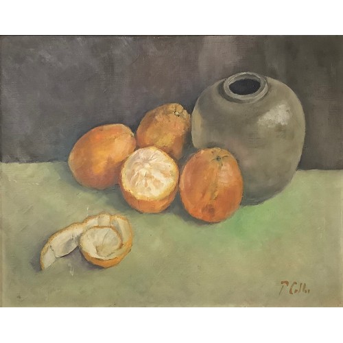 198 - Peter Collis R.H.A (1929-2012) 
Still Life with Oranges  
signed lower right and to verso, oil on ca... 