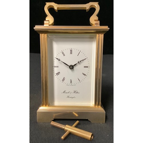 234 - A Morrell & Hilton carriage timepiece in 19th century style, the dial with Roman numerals, inscribed... 