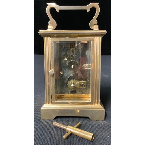 234 - A Morrell & Hilton carriage timepiece in 19th century style, the dial with Roman numerals, inscribed... 