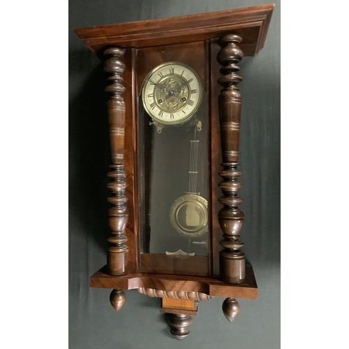 236 - An early 20th century Vienna wall clock, 74cm high