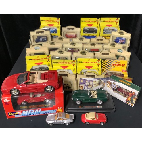 253 - A Revell model car, boxed; others, Maisto Supercar Collection, including Bugatti, Corvette, Aston Ma... 