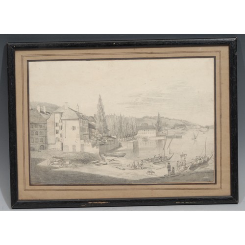 264 - Peter Bouvier (19th century)
Busy Harbour
signed, pencil drawing, 21.5cm x 31.5cm