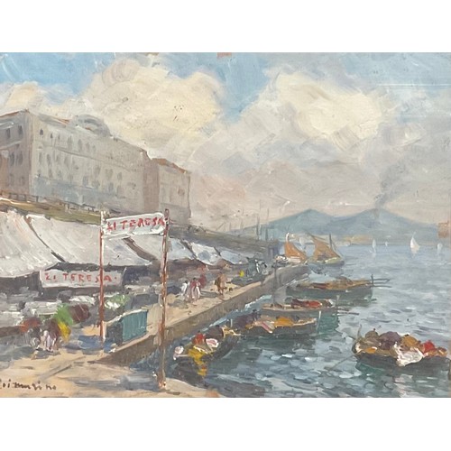 266 - Francesco Di Marino (1892-1954)
Italian Harbour,
signed, oil on board, 26cm x 34cm