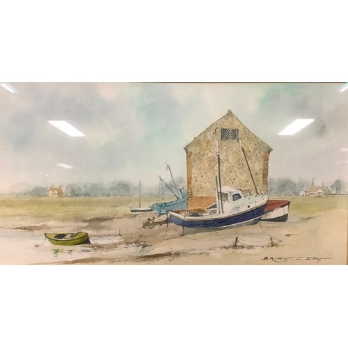 267 - Brian Day (British, 20th Century) 
a pair, Thornham Coal Barn and Thornham from the North,
signed, w... 