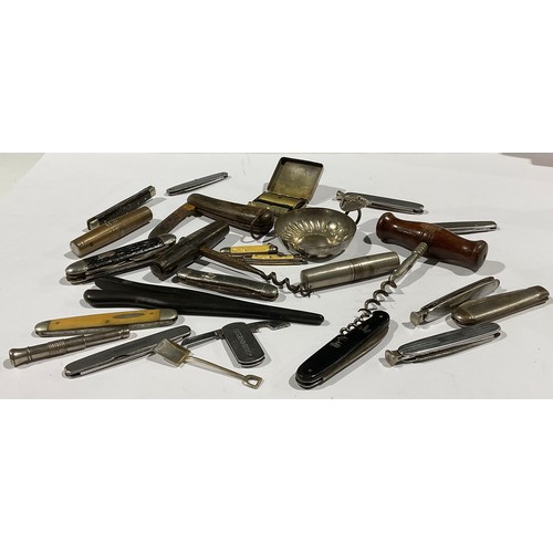 277 - A collection of penknives, corkscrews, pocket tool kits, etc