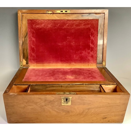 306 - A Victorian brass bound walnut writing box, c.1880