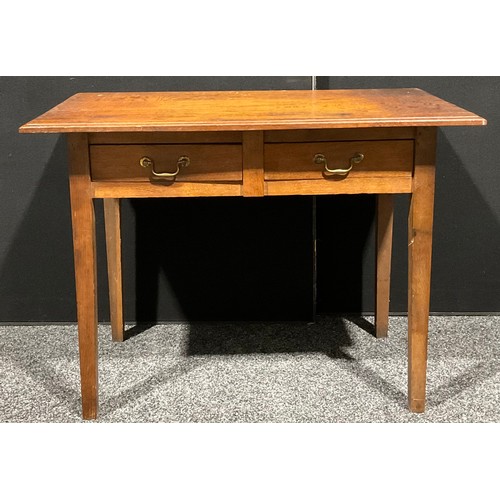 107 - An Arts & Crafts period oak side table, oversailing rectangular top with moulded edge above a pair o... 