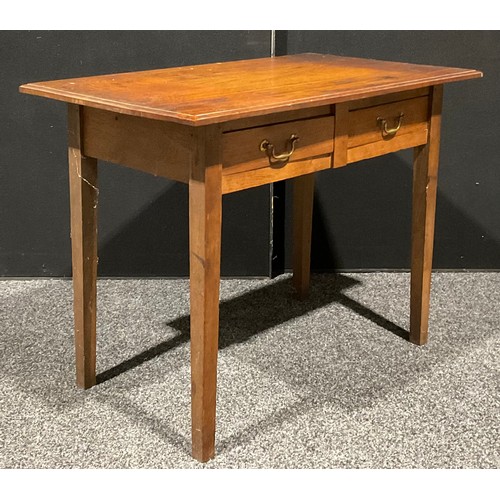 107 - An Arts & Crafts period oak side table, oversailing rectangular top with moulded edge above a pair o... 