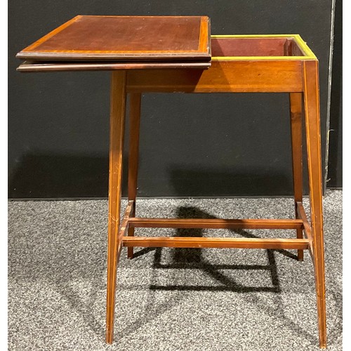 108 - An Edwardian satinwood banded mahogany card table, 73.5 high, 53.5 wide, 38 deep