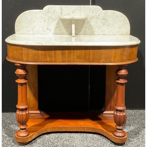 109 - A Victorian mahogany duchess washstand, marble top, turned and fluted supports, 92.5cm high, 92cm wi... 