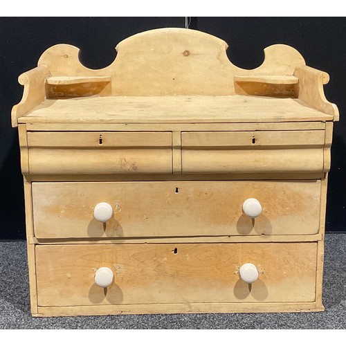 110 - A Victorian pine washstand or small chest of drawers, 87.5cm high, 96.5cm wide, 52cm deep