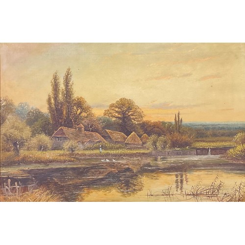 314 - M Corper  (early 20th century)
River Landscape with Cottages  
signed, oil on canvas, 49.5cm x 74.5c... 