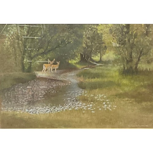 319 - Michael R Clarke  
Woodland Clearing with Deer  
signed, pastel, 63 x 82.5 cm