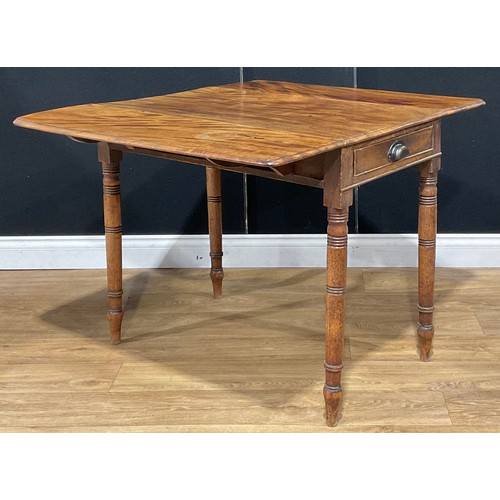 217 - A 19th century mahogany Pembroke table, 70cm high, 49cm opening to 99cm wide, 86cm deep; a commode a... 